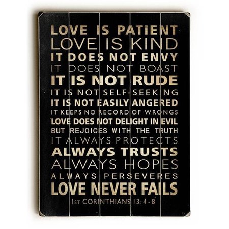 ONE BELLA CASA One Bella Casa 0004-7514-26 14 x 20 in. Love is Patient Planked Wood Wall Decor by Nancy Anderson 0004-7514-26